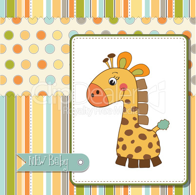 welcome baby card with giraffe