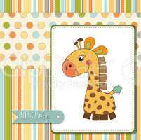 welcome baby card with giraffe