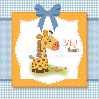 welcome baby card with giraffe