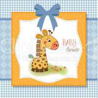 welcome baby card with giraffe