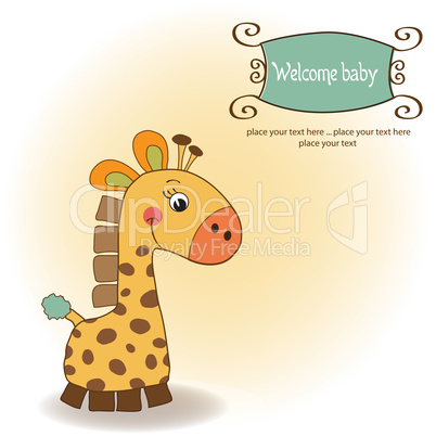 welcome baby card with giraffe