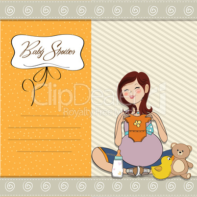 happy pregnant woman, baby shower card