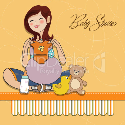 happy pregnant woman, baby shower card