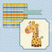 shower card with giraffe toy