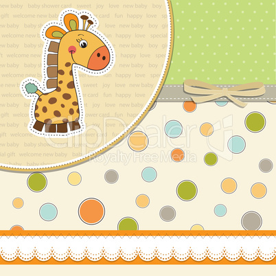 new baby announcement card with giraffe