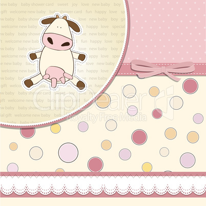 new baby girl announcement card with cow