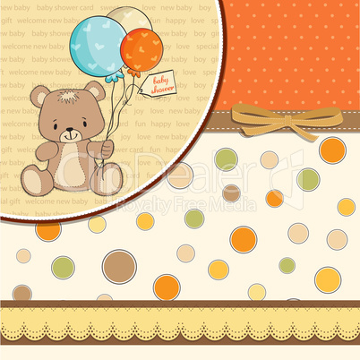 baby shower card with cute teddy bear