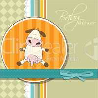 new baby girl announcement card with cow