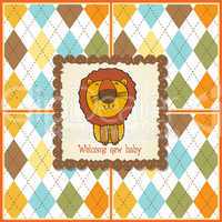 childish baby shower card with cartoon lion