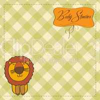 childish baby shower card with cartoon lion