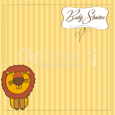 childish baby shower card with cartoon lion