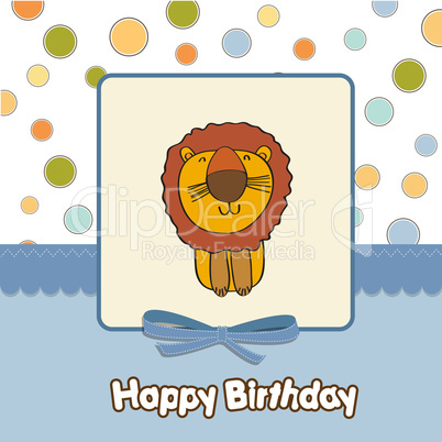 childish baby shower card with cartoon lion