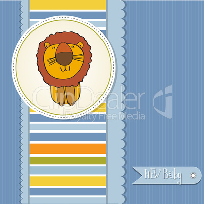 childish baby shower card with cartoon lion