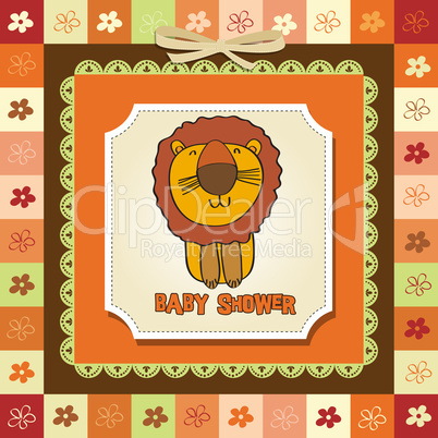 childish baby shower card with cartoon lion