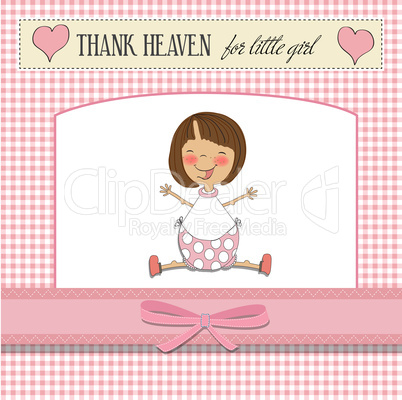 new baby girl announcement card with little girl new baby girl announcement card with little girl