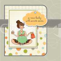 baby announcement card with pregnant woman