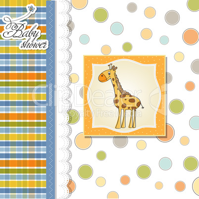 new baby announcement card with giraffe