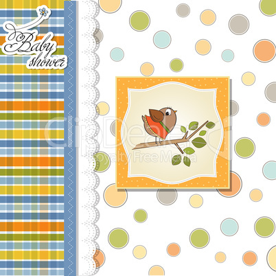 welcome baby card with funny little bird welcome baby card with funny little bird