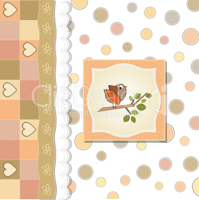 welcome baby card with funny little bird welcome baby card with funny little bird
