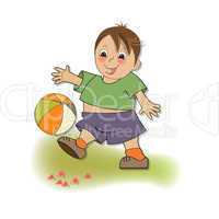 little boy playing ball
