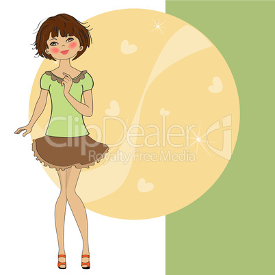 pretty young woman, vector illustration isolated on white backgr