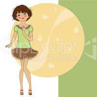 pretty young woman, vector illustration isolated on white backgr