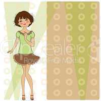pretty young woman, vector illustration isolated on white backgr