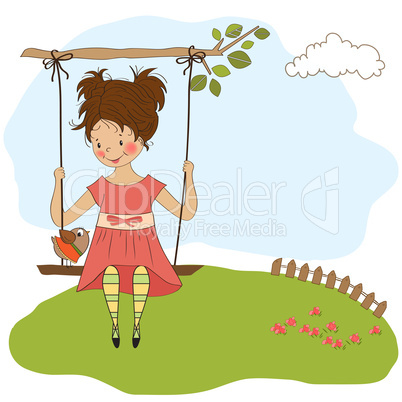 young girl in a swing