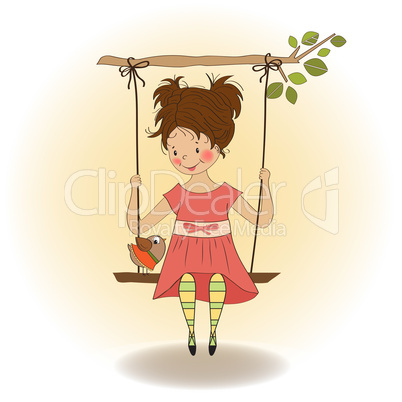 young girl in a swing