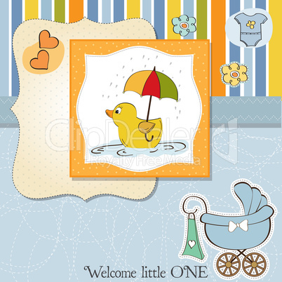 baby boy shower card with duck toy