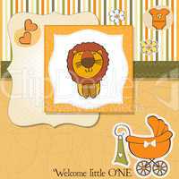 childish baby shower card with cartoon lion