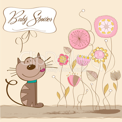 new baby shower card with cat
