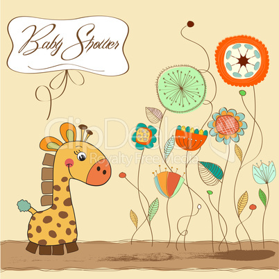 new baby announcement card with giraffe