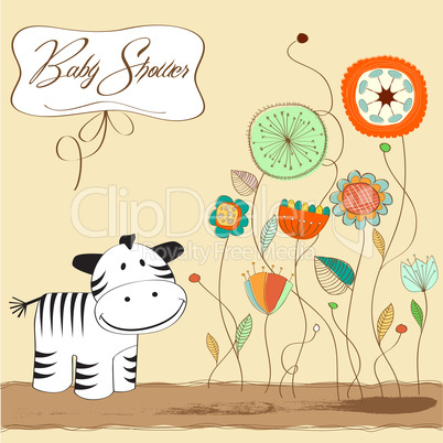 cute baby shower card with zebra