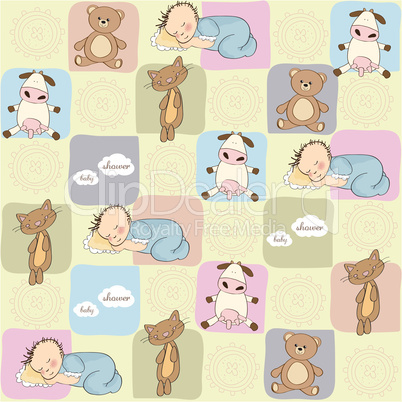 childish seamless pattern with toys