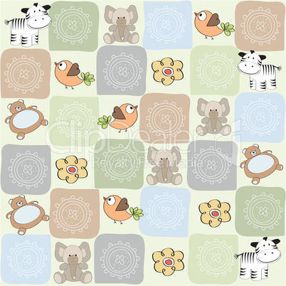 childish seamless pattern with toys