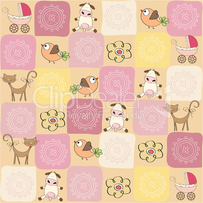 childish seamless pattern with toys