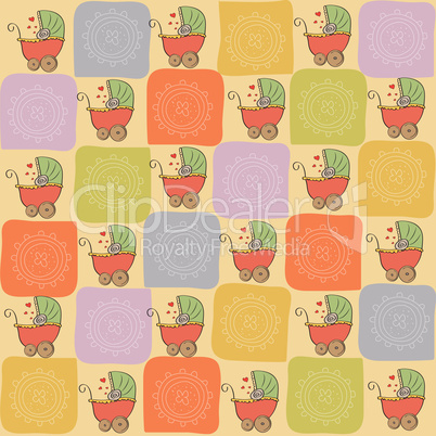 childish seamless pattern with strollers