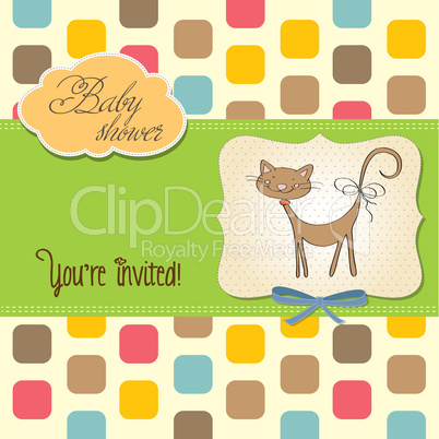 new baby shower card with cat