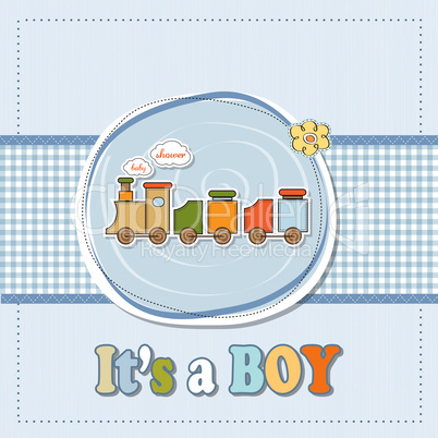 baby  boy shower card with toy train