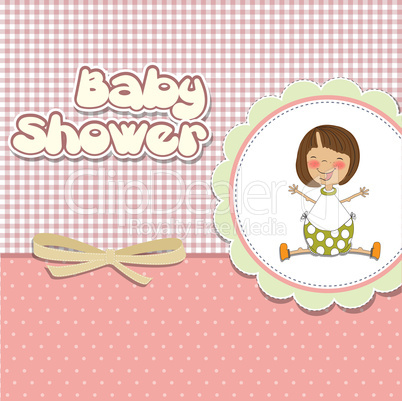 new baby girl announcement card with little girl