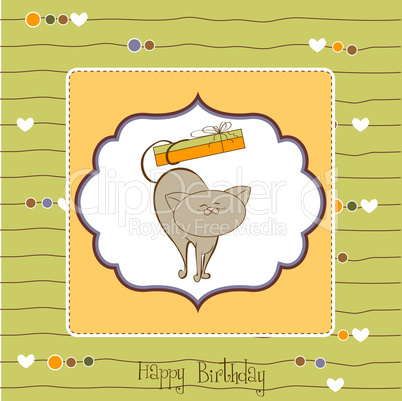 happy birthday card with cute cat