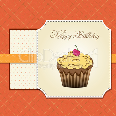 cute happy birthday card with cupcake
