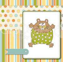 greeting card with cute little rat