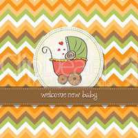 delicate baby shower card with pram