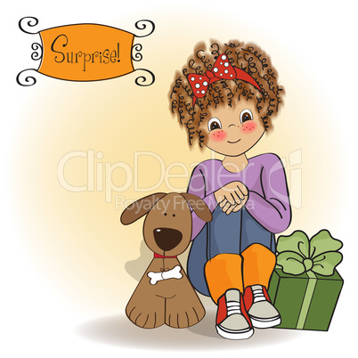 birthday greeting card with pretty little girl