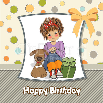 birthday greeting card with pretty little girl