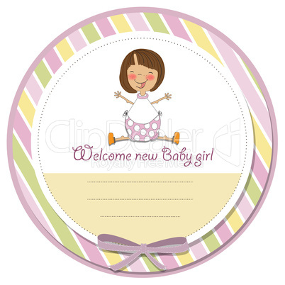 new baby girl announcement card with little girl