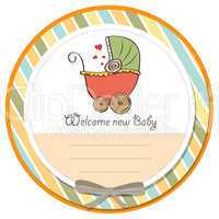 delicate baby shower card with pram