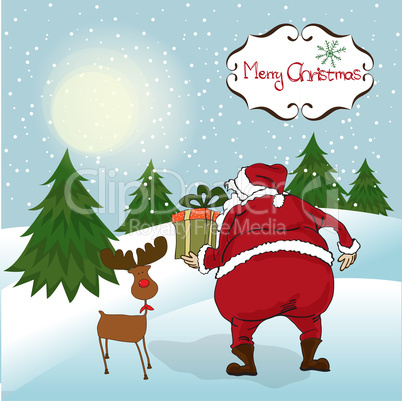 Santa coming, Christmas greeting card